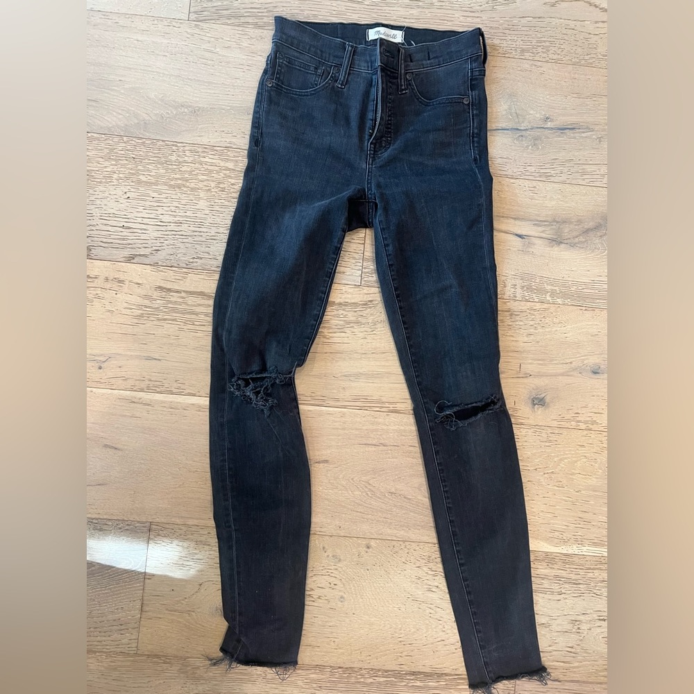 Madewell size 26T. Black ripped jeans.